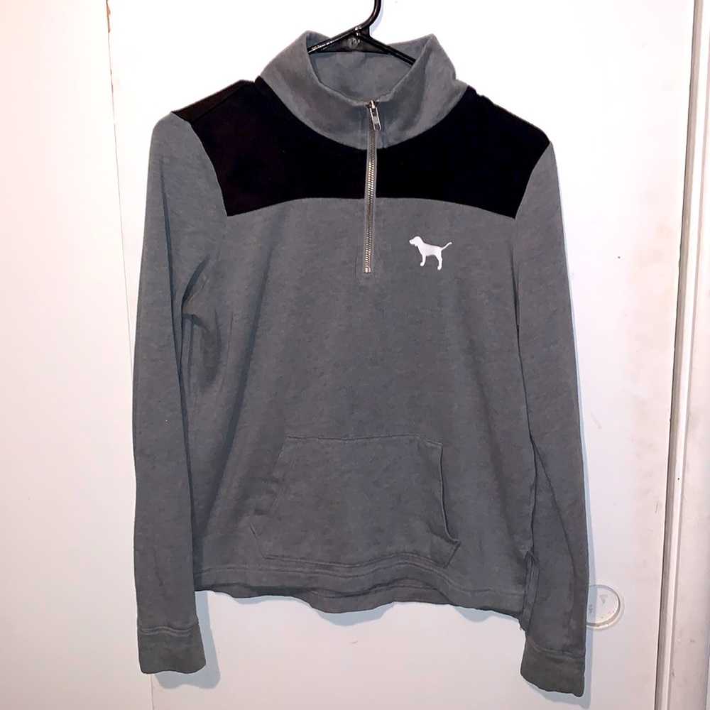 OG Victoria secret PINK colorblock quarter zip pullover sweater